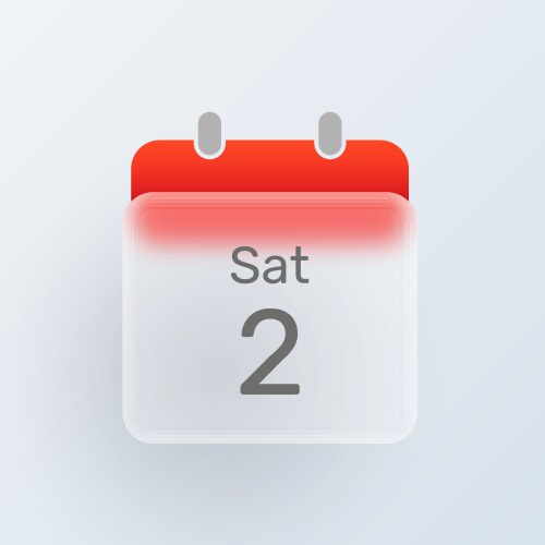 calendar 3d glassmorphism icon for web apps vector