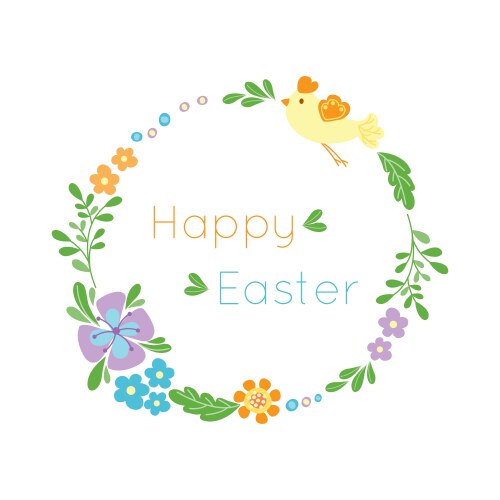 Happy Easter Wreath Badge Vector Image