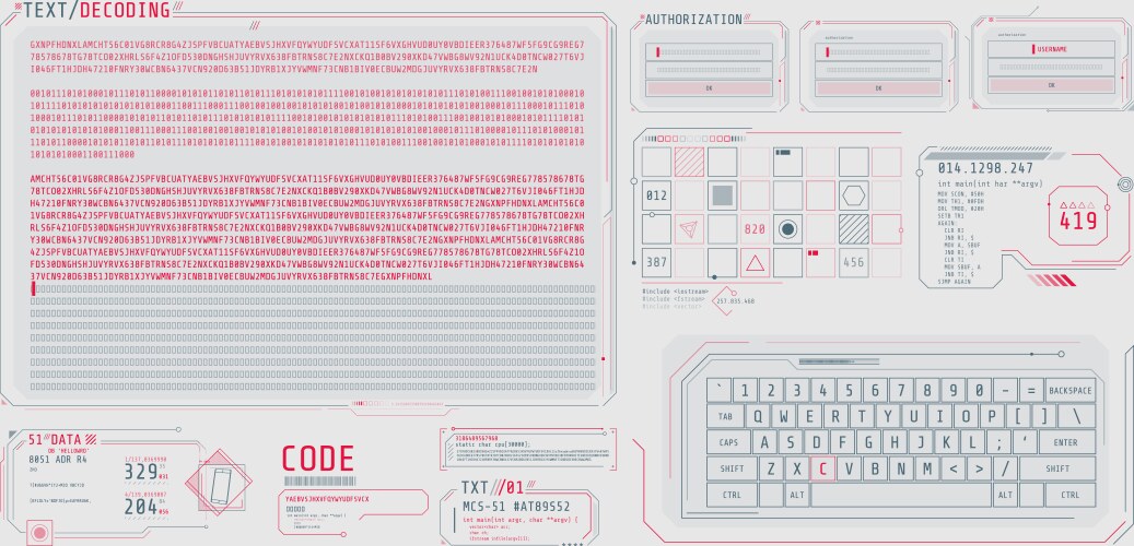 Hud interface elements for decoding data screen vector image