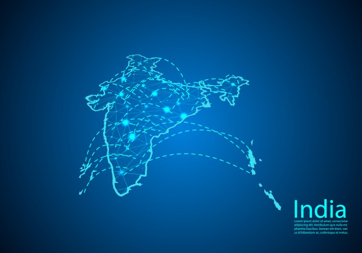 india map with nodes linked by lines concept vector image vector image