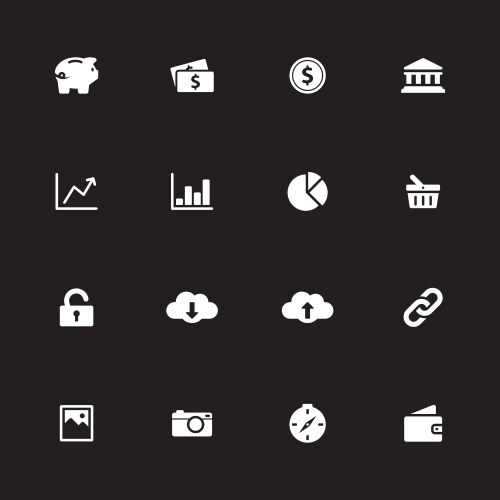 White simple flat icon set 3 Royalty Free Vector Image