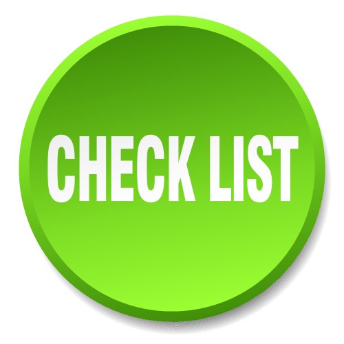 Check list green round flat isolated push button vector image