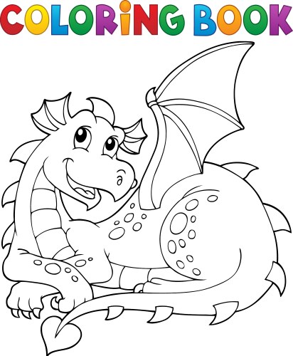 Dragon Coloring Book - Fantasy Theme Vector Image