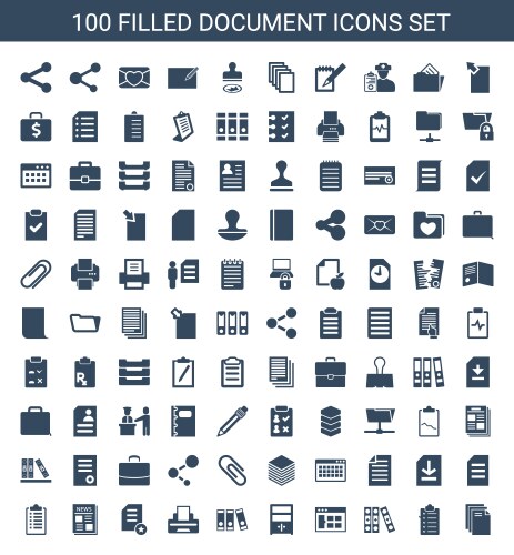 100 document icons vector image