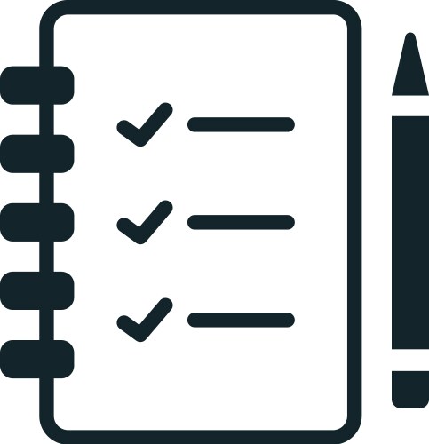 Notebook showing check marks representing vector image