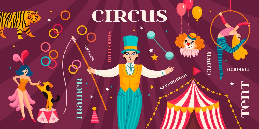 Travelling circus elements set Royalty Free Vector Image