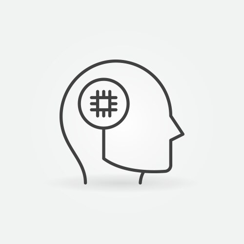 cpu or chip in human head concept outline vector image