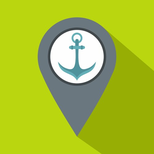 gray map pointer with anchor symbol icon vector image