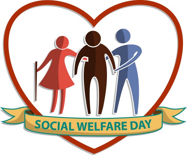 social welfare day flat symbol sign with old man vector