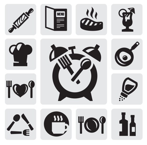 Lets cook together icon set Royalty Free Vector Image