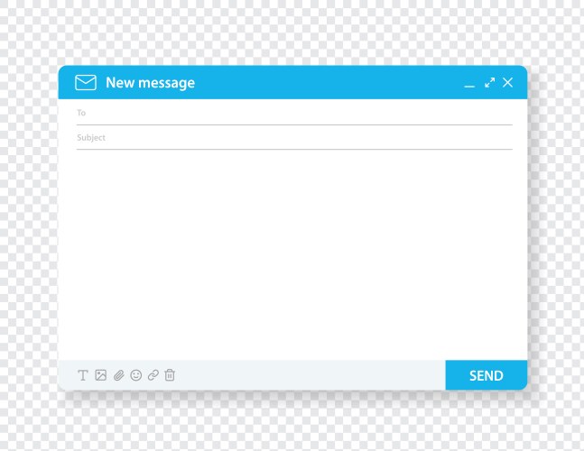 New message empty template realistic vector image