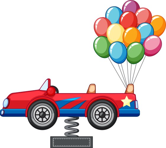 Toy car with colorful balloon vector image