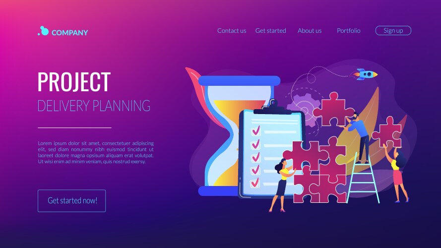 project delivery concept landing page vector image