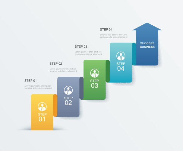 4 data step infographics timeline tab paper index vector image