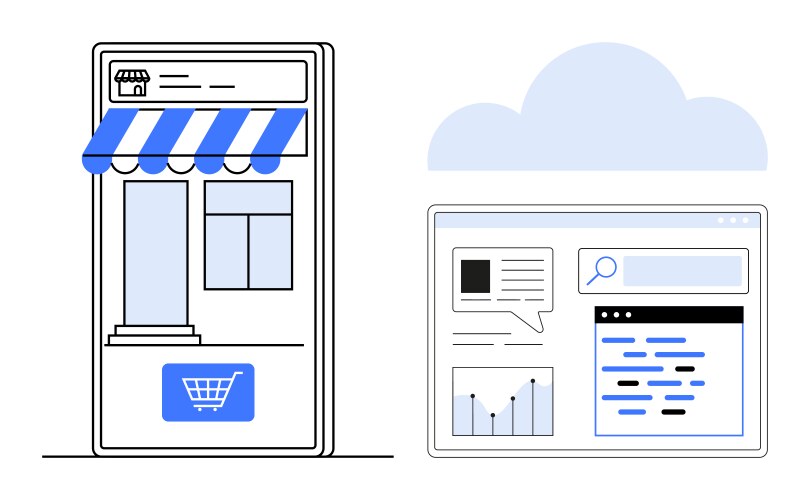 Mobile storefront and dashboard display showcasing vector image