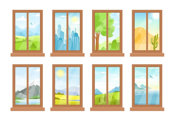 Different window designs Royalty Free Vector Image
