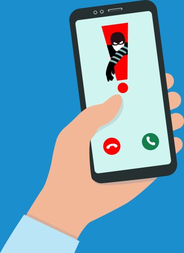 a hacker hacks smartphone spam call to your vector image