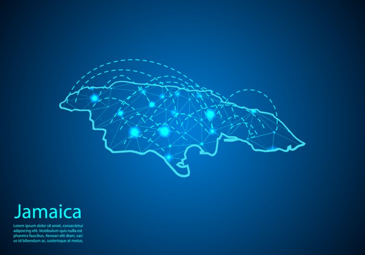 jamaica map with nodes linked by lines concept vector image