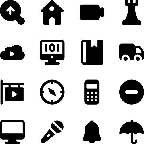 user interface solid icons pack vector image