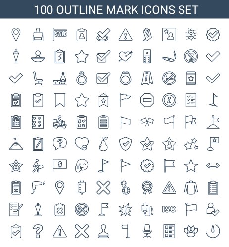 100 mark icons vector image