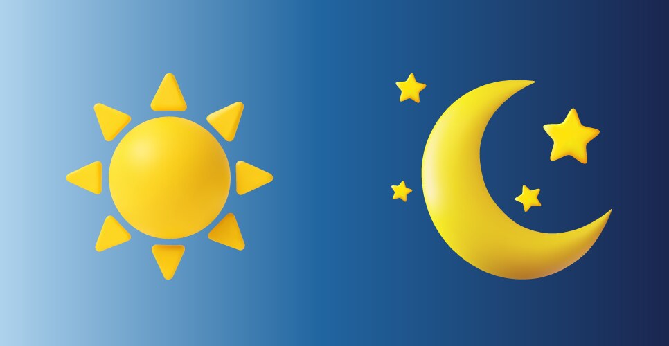 3d sun and moon icons representing day night Vector Image