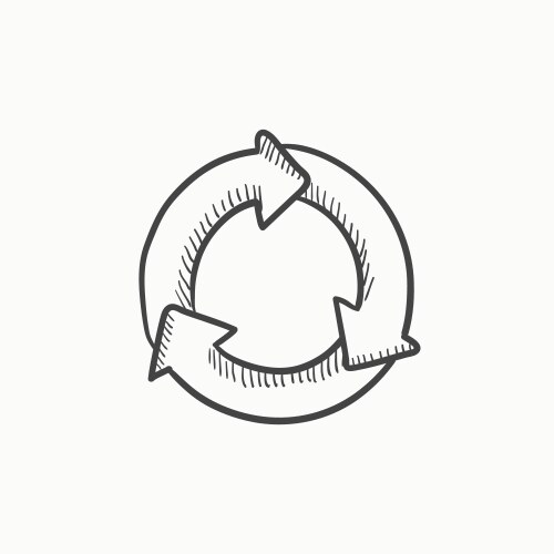 arrows circle sketch icon vector