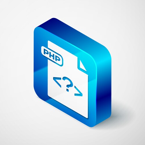 Isometric php file document download button vector image