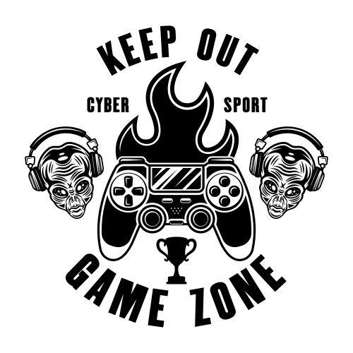 keep out game zone sign with alien head vector image vector image