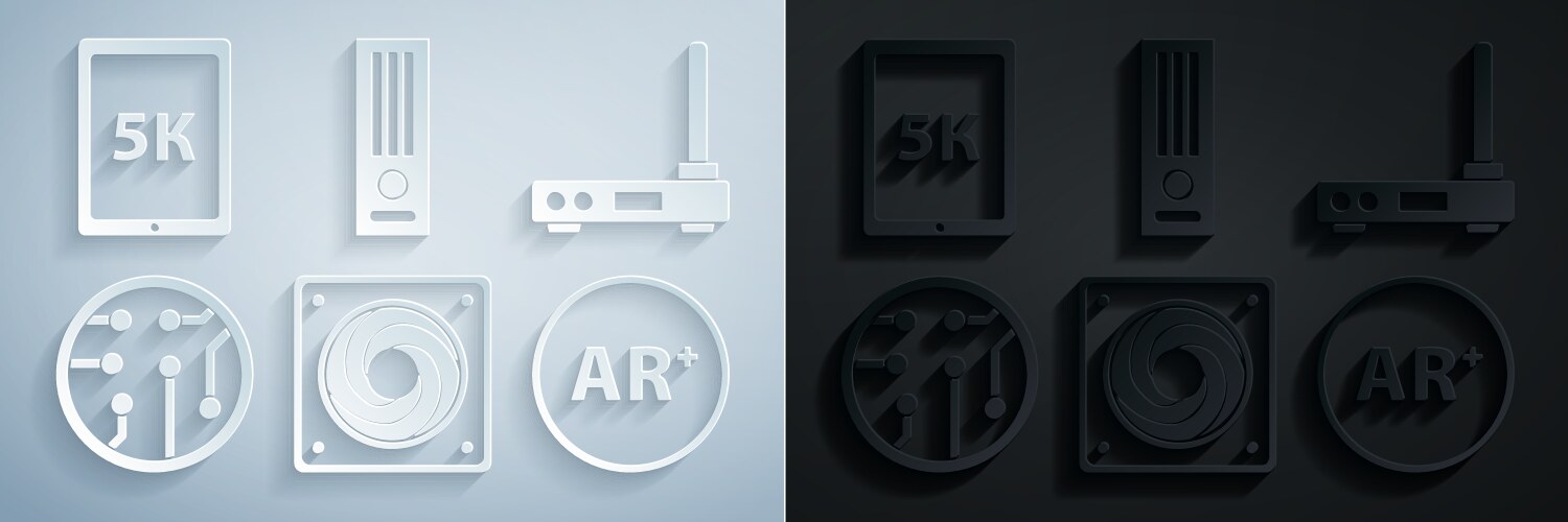 Set computer cooler router and wi-fi signal vector image