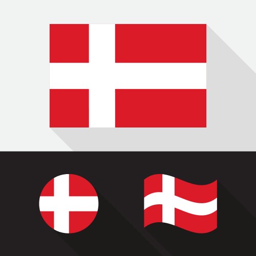Denmark flag set Royalty Free Vector Image - VectorStock