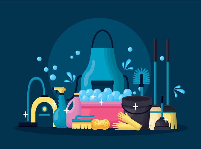 Spring cleaning tools Royalty Free Vector Image