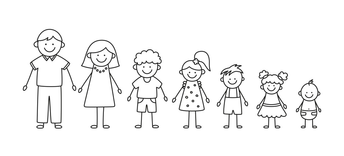 Doodle Family Stick Figures Vector Image