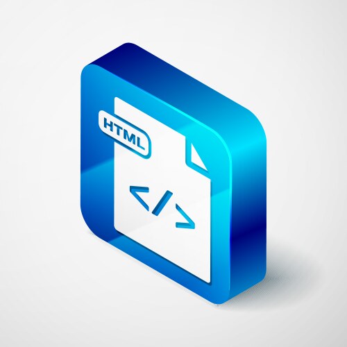 isometric html file document download button vector