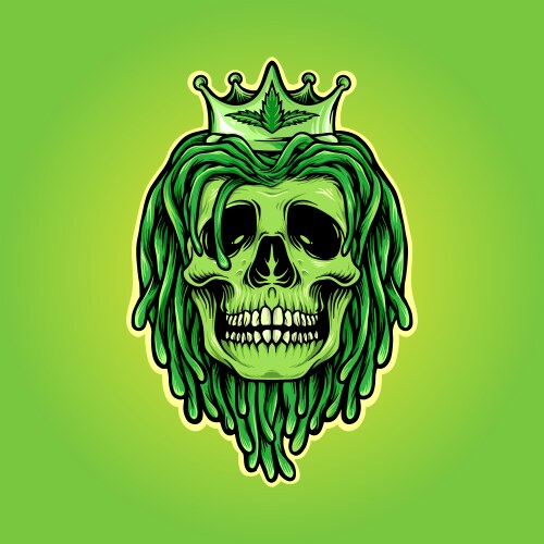 Dreadlocks Skull with Weed Crown Vector Image