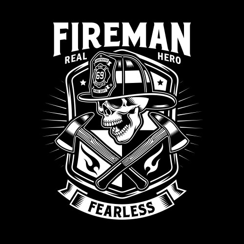 Firefighter Skull with Crossed Axes Vector Image