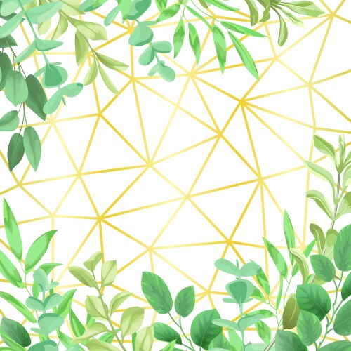 geometric gold background with greenery vector image