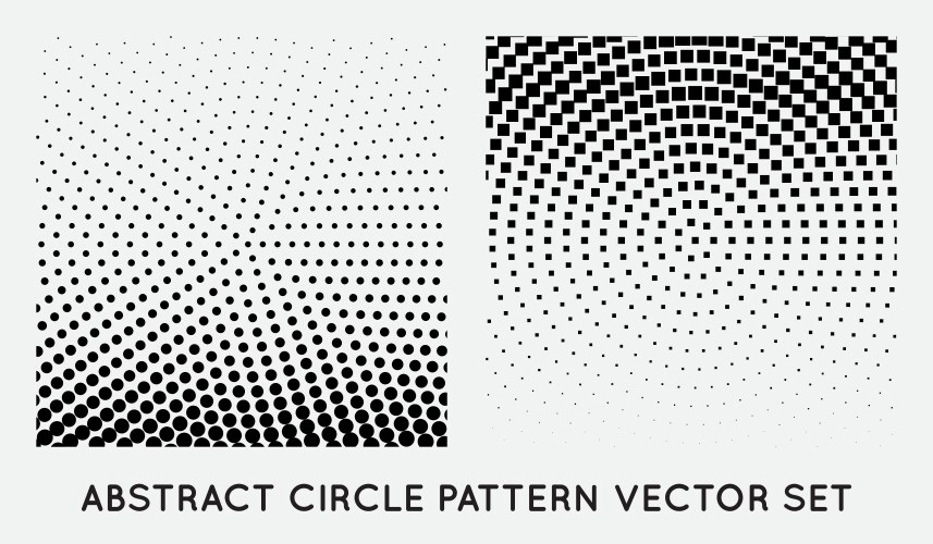 Set circle halftone element monochrome abstract vector image