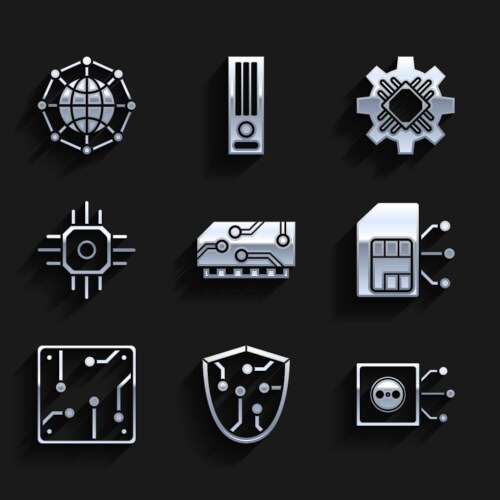 Set ram random access memory cyber security vector image