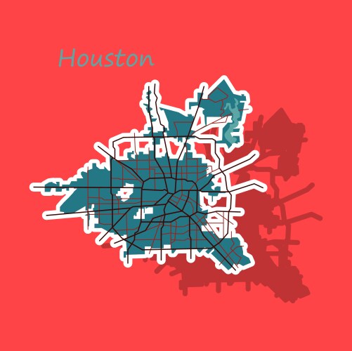 Sticker map houston city texas roads vector image