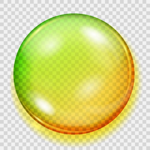 transparent yellow and green sphere with shadow vector