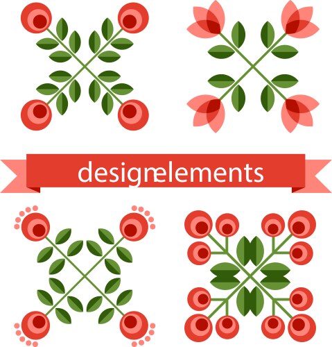 Set of design elements - retro flowers Vector Image