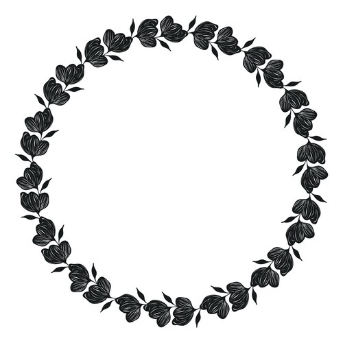 Black Floral Wreath Vector Image