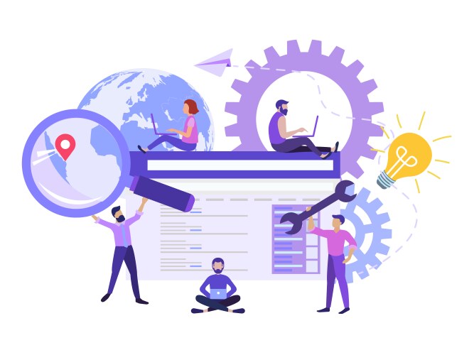Office programmers and marketers are working vector image