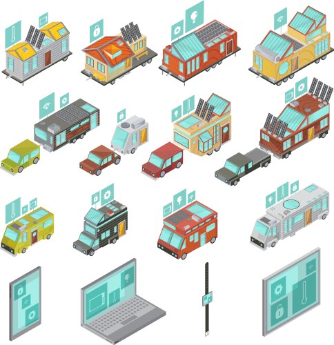Isometric low poly home rooms set Royalty Free Vector Image