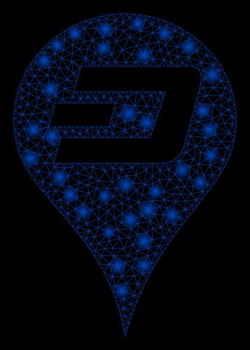 Bright mesh wire frame dashcoin map pointer vector image