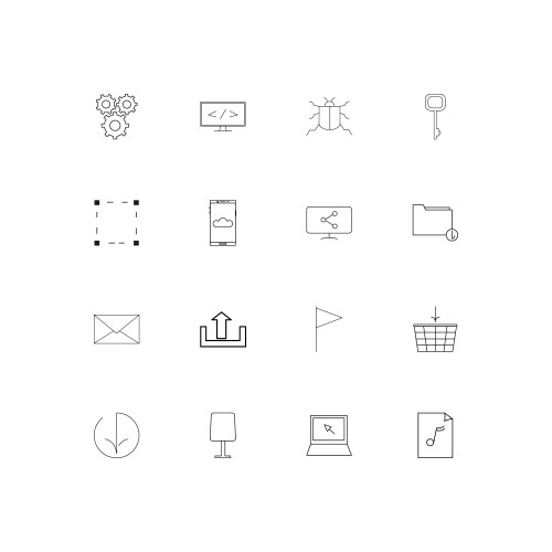 Internet technologies simple linear icons set vector image