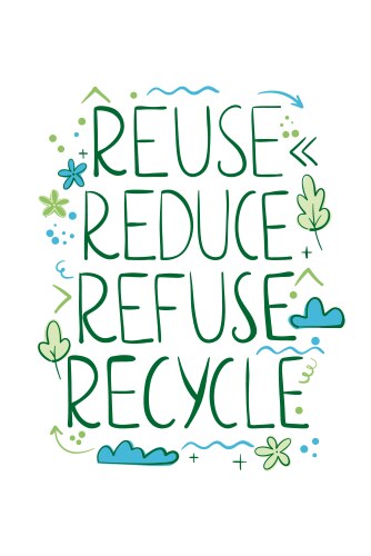 Reduce reuse refuse recycle rot lettering Vector Image