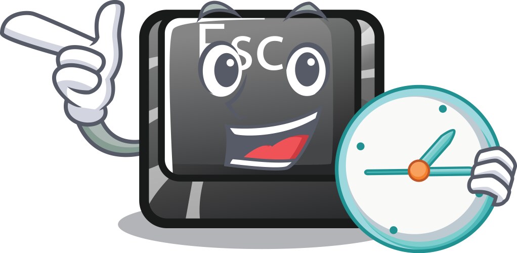 with clock button esc in shape mascot vector image