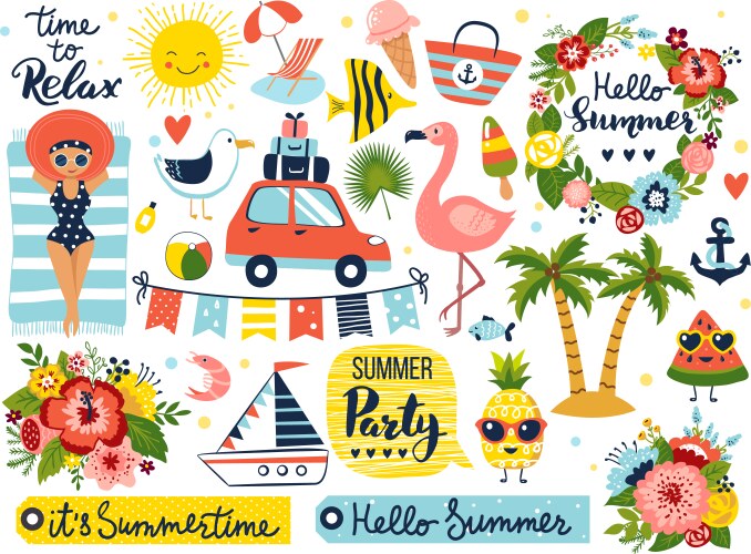 Summer set vector image