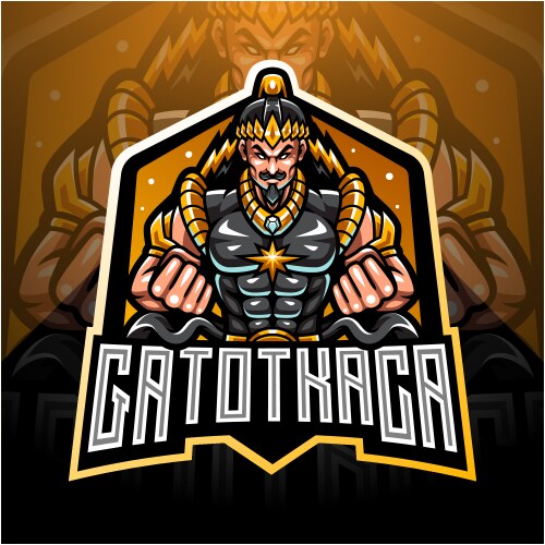 gatotkaca esport mascot logo design vector image